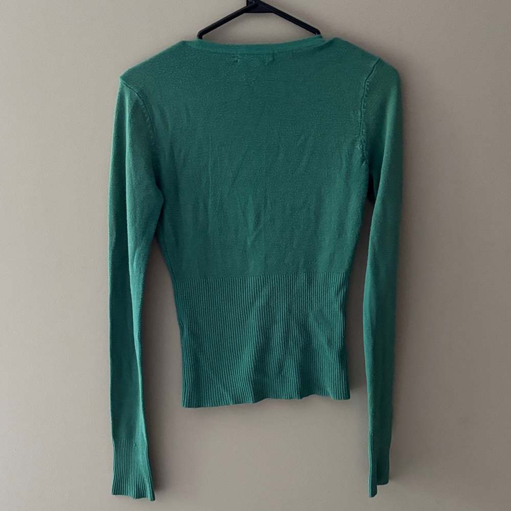 Green Button-Up Cardigan - Picture 2 of 9